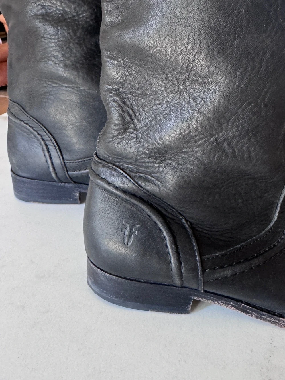 Frye Melissa Trapunto Black Leather Tall Riding Boots Size 8